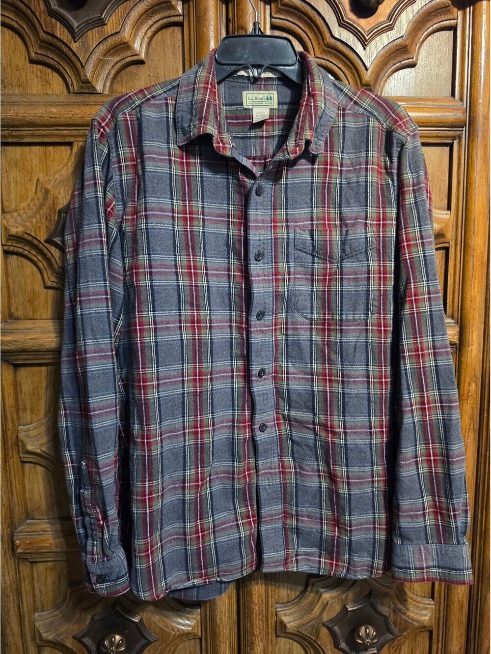 L.L.Bean Traditional Fit Flannel Shirt – Gray Plaid, Men's M-Reg